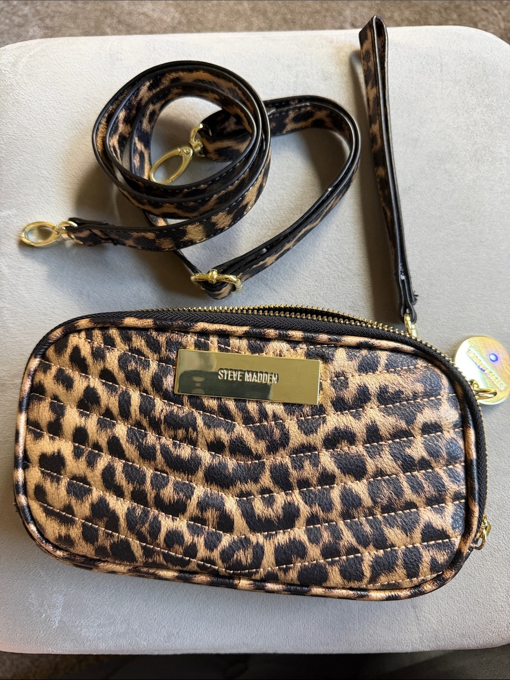 Steve Madden Leopard Print Crossbody Bag - Brown/Black